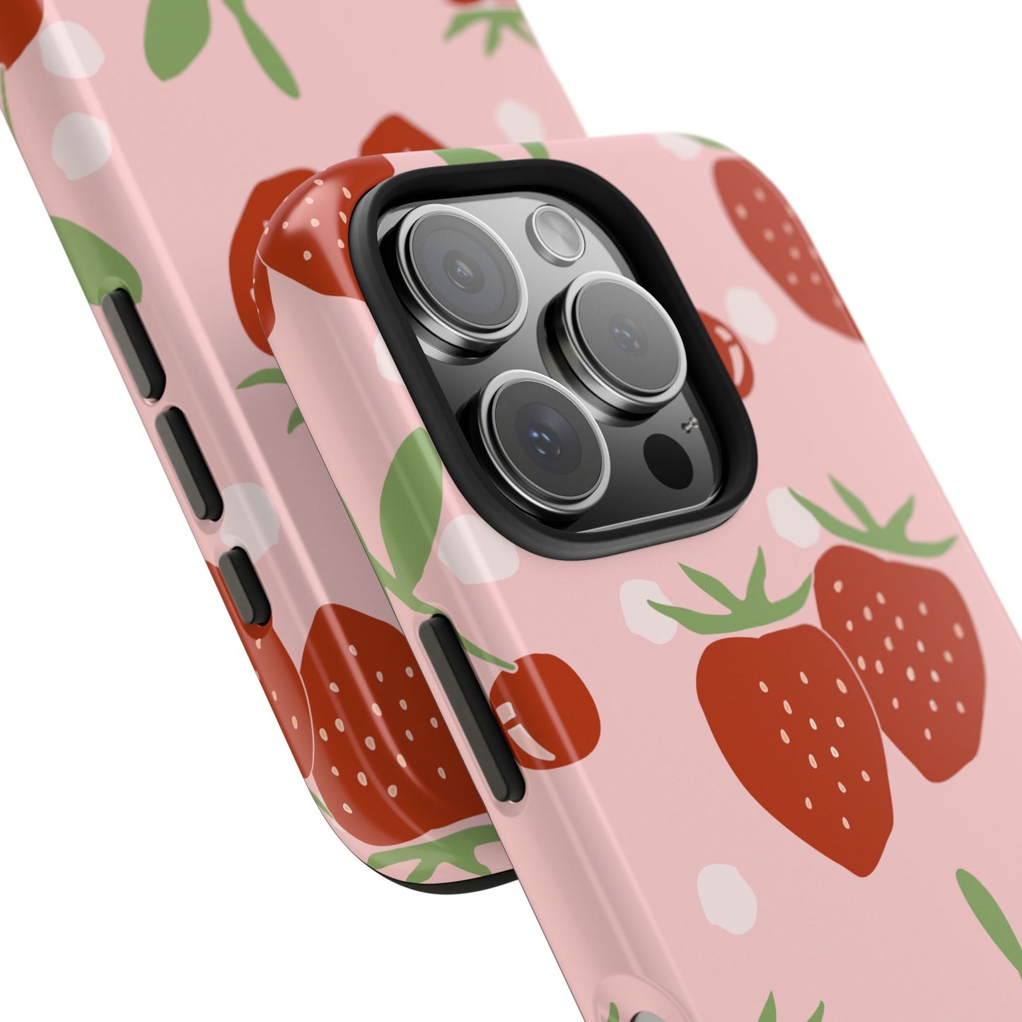 Cute Pink and Red Cherry and Strawberry Tough Phone Case | Food
