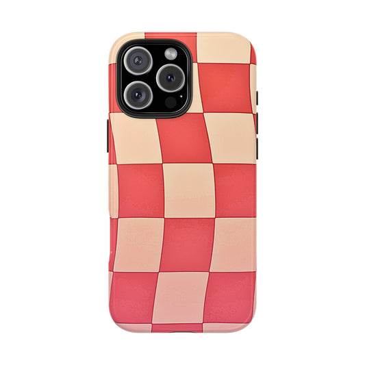 Preppy Checkered Pink Tough Phone Case | Aesthetic