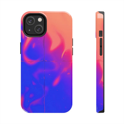 Funda resistente para teléfono con diseño de llamas, degradado abstracto y resplandor del atardecer | Estética