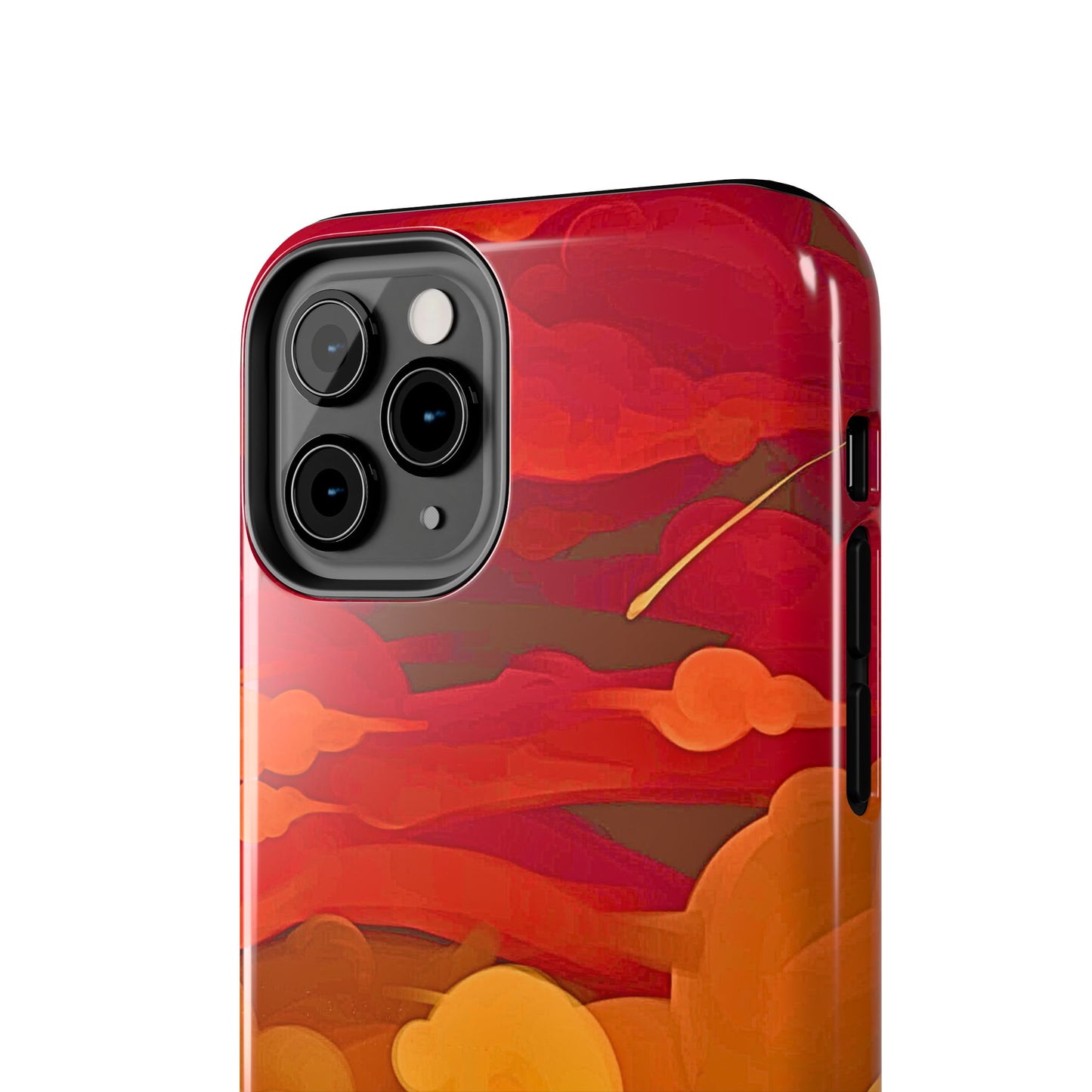 Funda resistente para teléfono con diseño de nubes rojas y naranjas | Estética