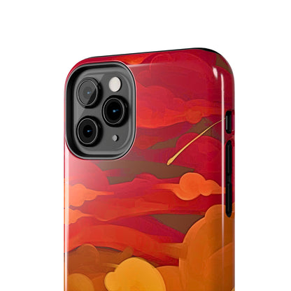 Funda resistente para teléfono con diseño de nubes rojas y naranjas | Estética