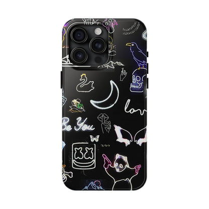 Funda resistente para teléfono estilo neón blanco | Estética