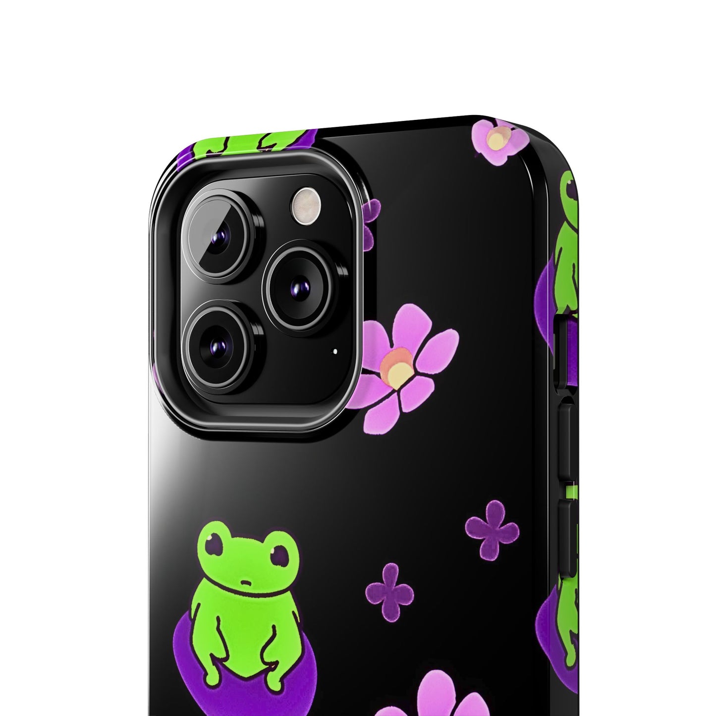 Cute Frog & Pink Flowers Pattern Style Tough Phone Case | Animals