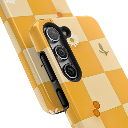 Yellow Checkered Preppy Daisies Tough Phone Case | Aesthetic