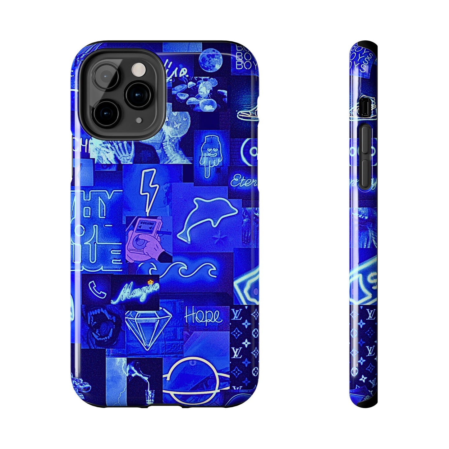 Blue Neon Style Tough Phone Case | Aesthetic
