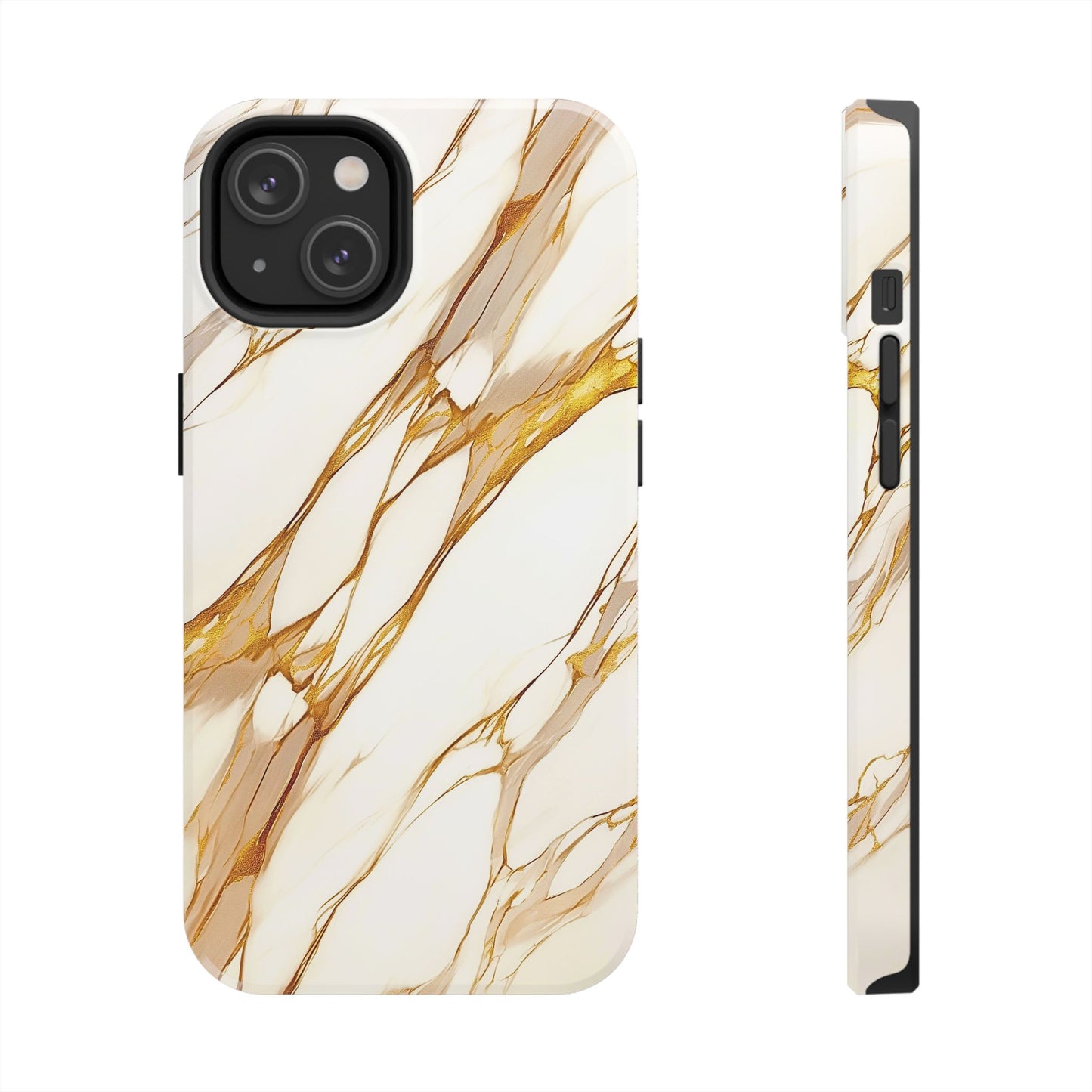 Funda/Cubierta resistente para teléfono con textura de mármol dorado de lujo | Estética
