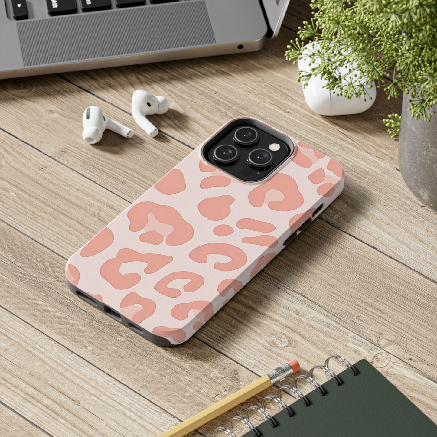 Funda resistente para teléfono con estampado de leopardo rosa preppy | Estética