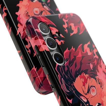 Tanjiro Kamado Flamed Style Black Tough Phone Case | Anime - Demon Slayer