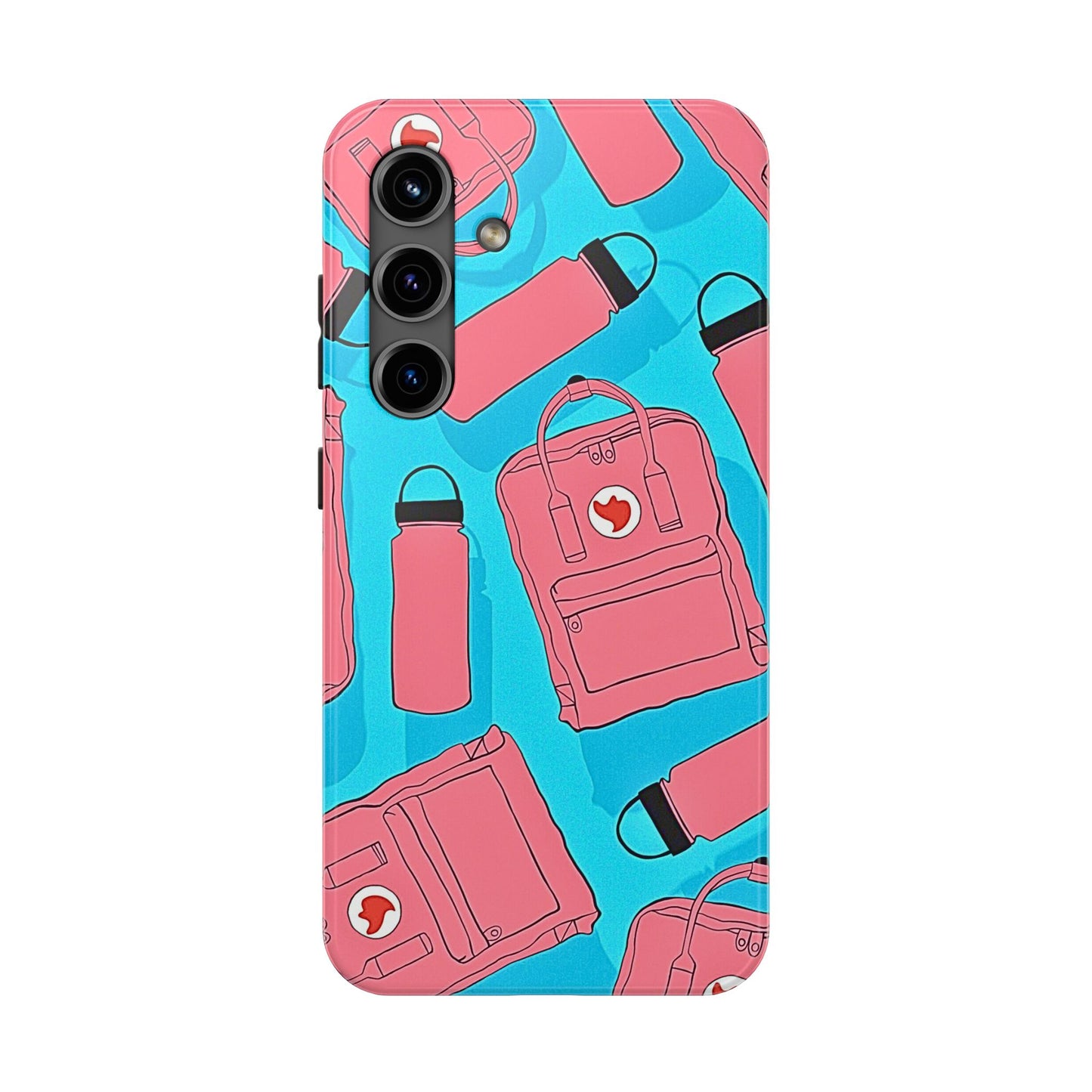 VSCO Kanken Backpack Water Bottle Pink & Blue Tough Phone Case | Aesthetic