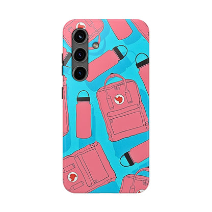 VSCO Kanken Backpack Water Bottle Pink & Blue Tough Phone Case | Aesthetic
