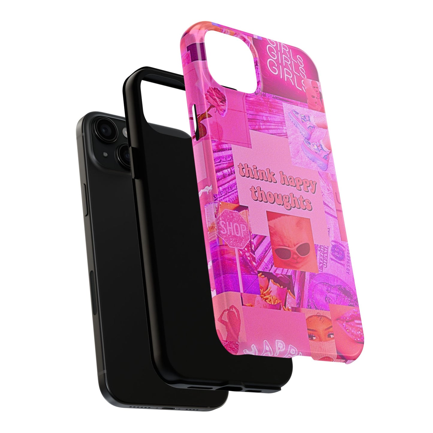 Think Happy Thoughts Pink Tough Phone Case | Aesthetic