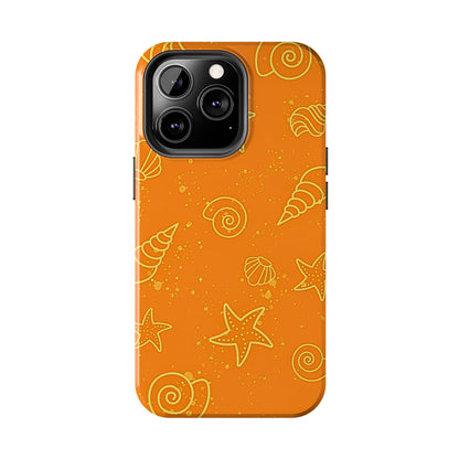 Funda resistente para teléfono con diseño de conchas naranjas | Estética