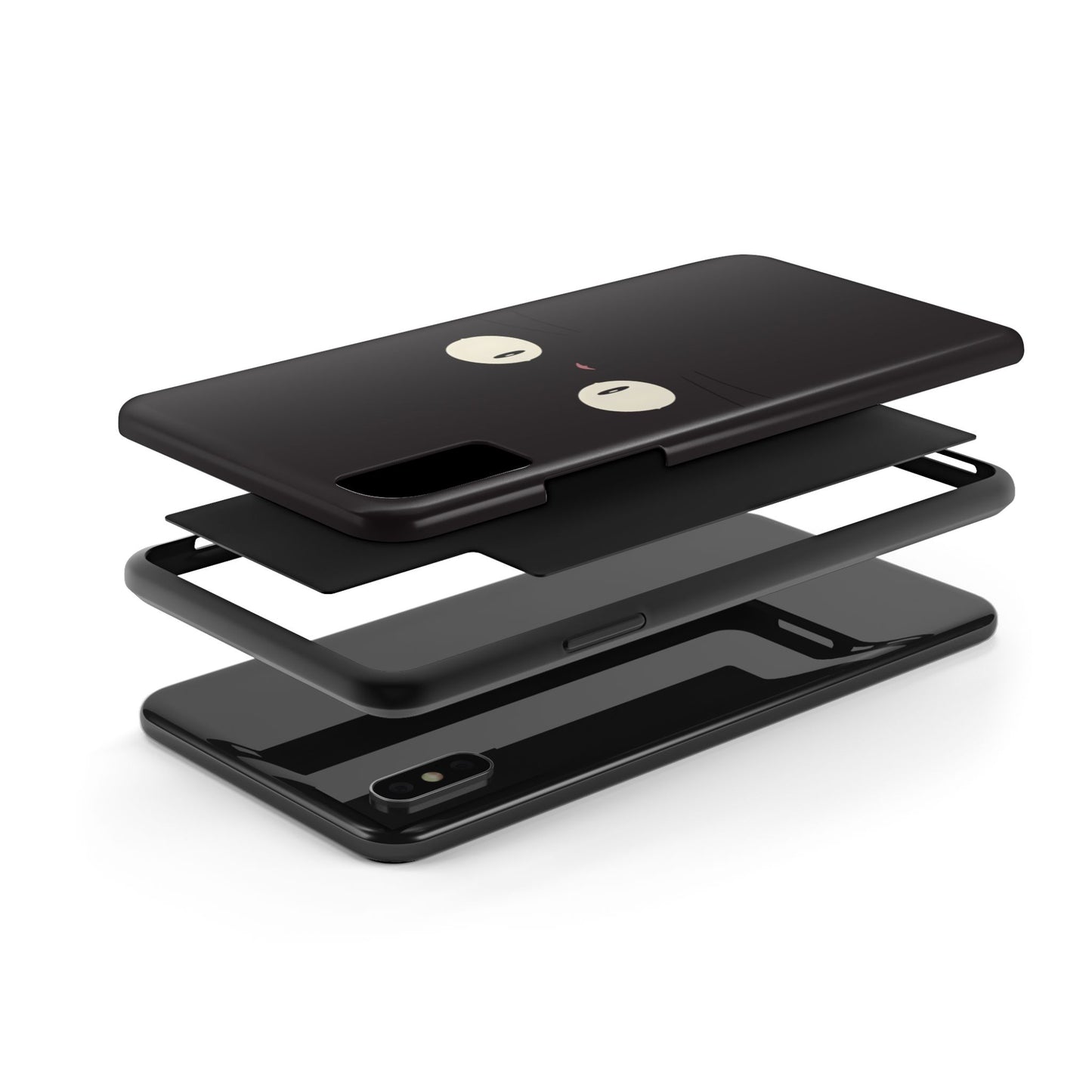 Adorable Black Cat Face and Eyes Minimal Tough Phone Case | Animals