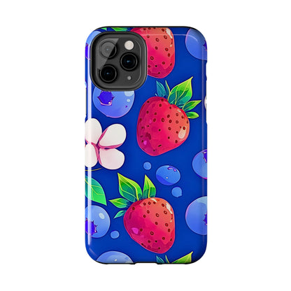 Cute Blueberry Strawberry Fruit Pattern Tough Phone Case | Aesthetic