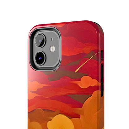 Funda resistente para teléfono con diseño de nubes rojas y naranjas | Estética
