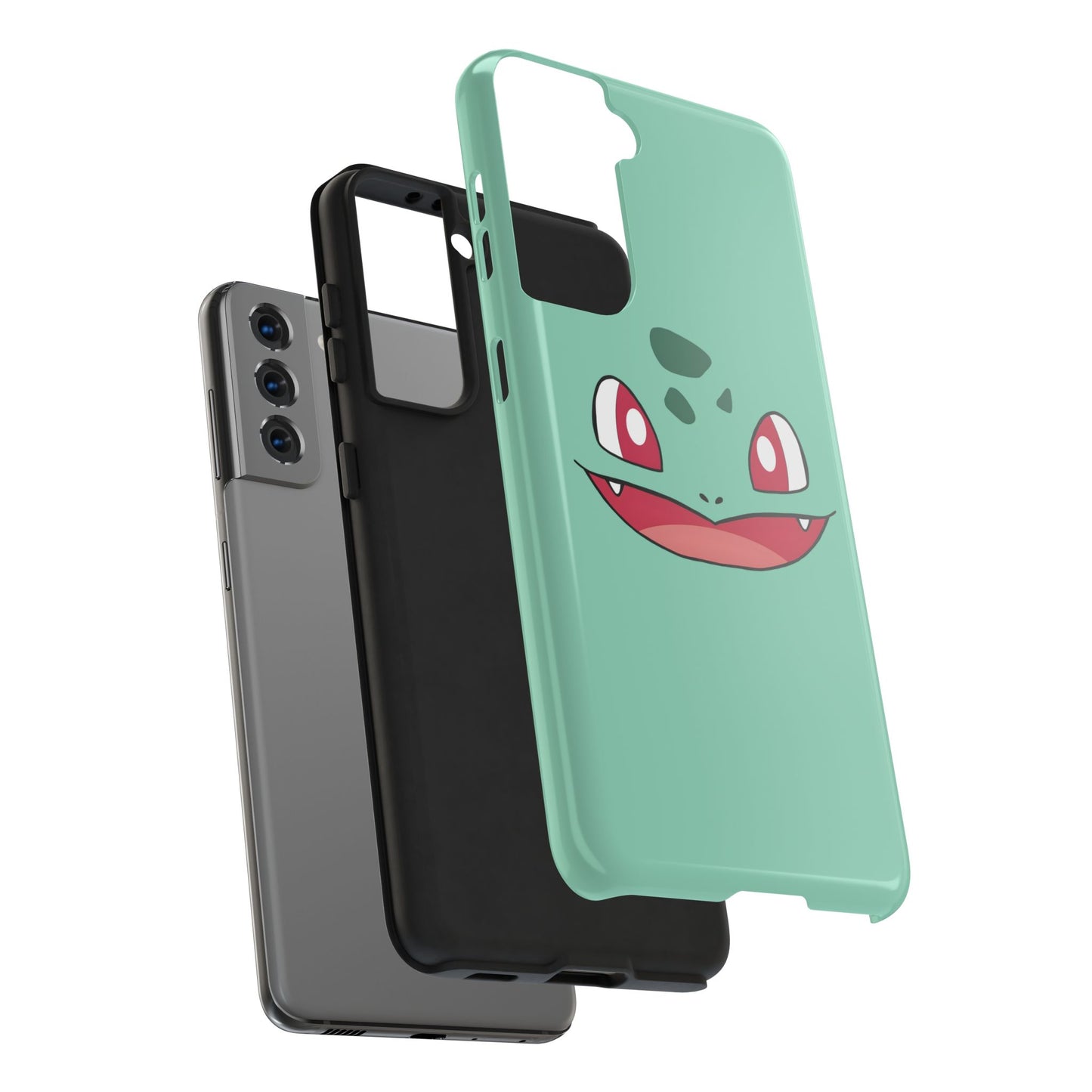 Green Leaf Dino Smile Red Eyes Cute Creature Tough Phone Case | Anime