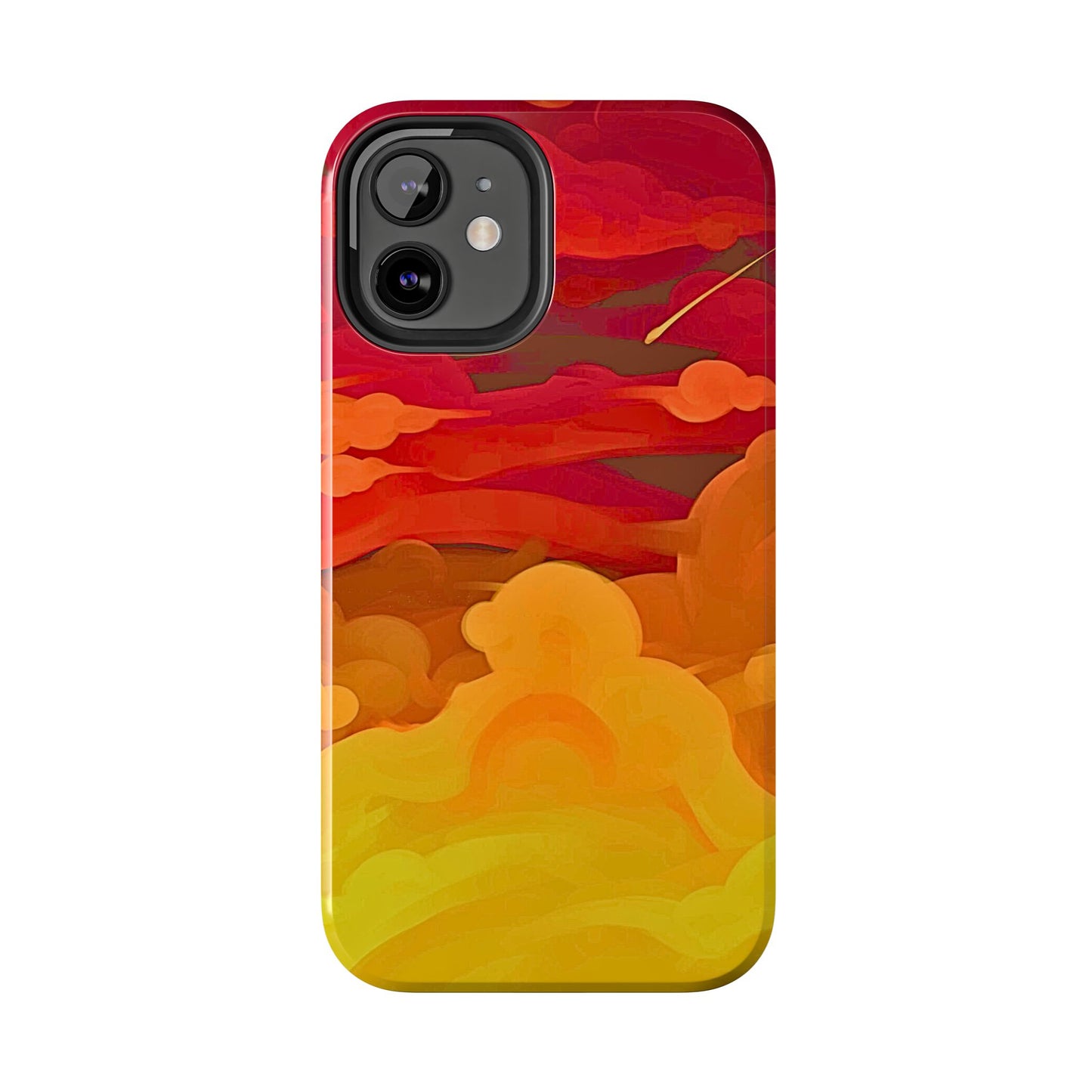 Funda resistente para teléfono con diseño de nubes rojas y naranjas | Estética
