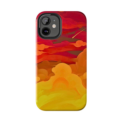 Funda resistente para teléfono con diseño de nubes rojas y naranjas | Estética