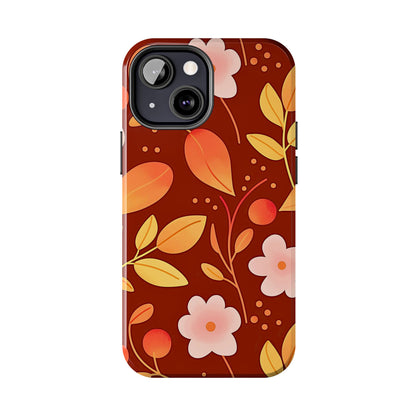 Autumn Fall Leaf Pattern Tough Phone Case | Aesthetic