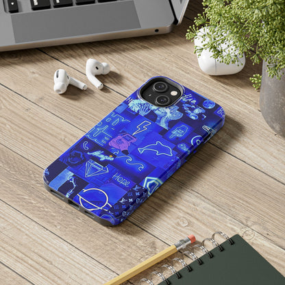 Blue Neon Style Tough Phone Case | Aesthetic