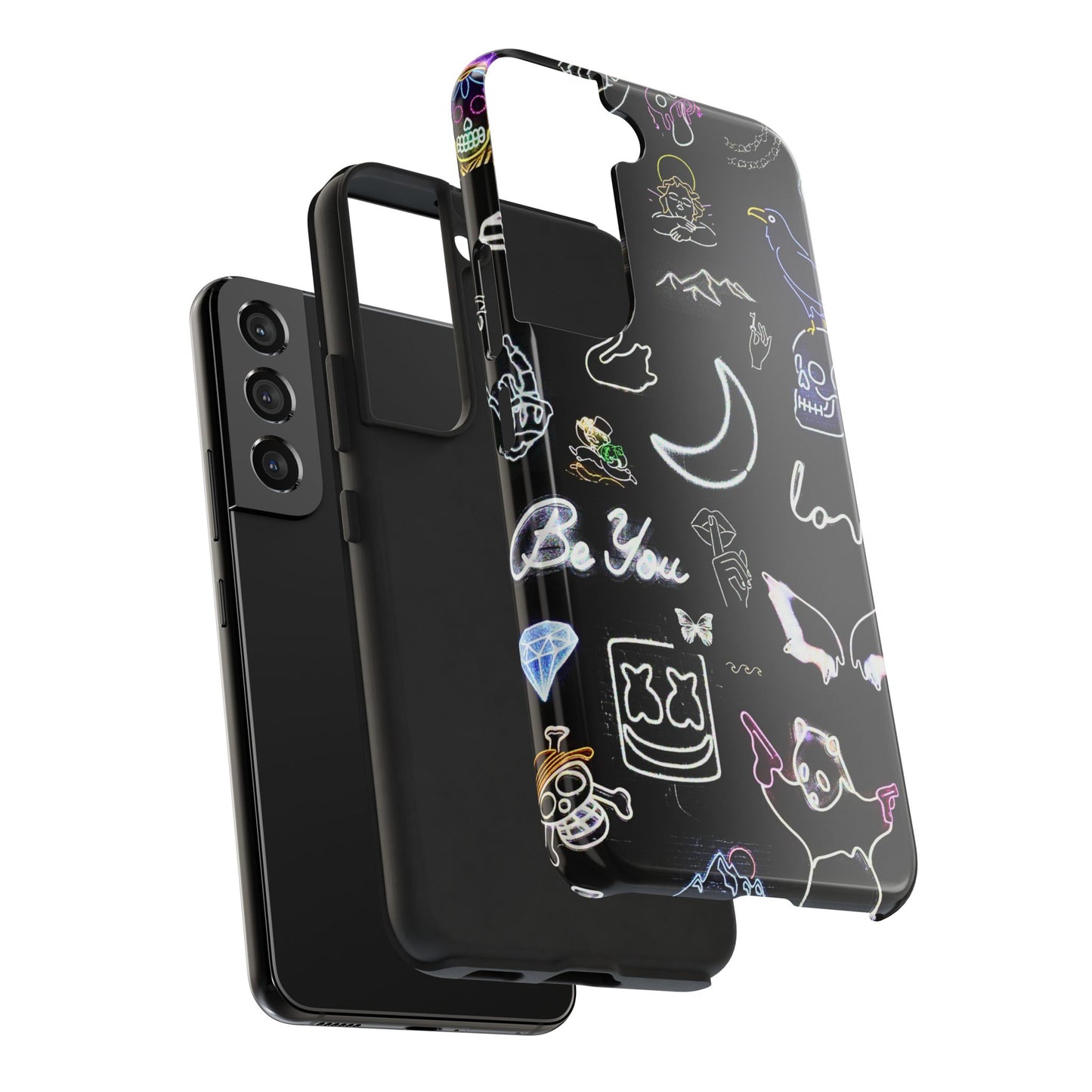 Funda resistente para teléfono estilo neón blanco | Estética