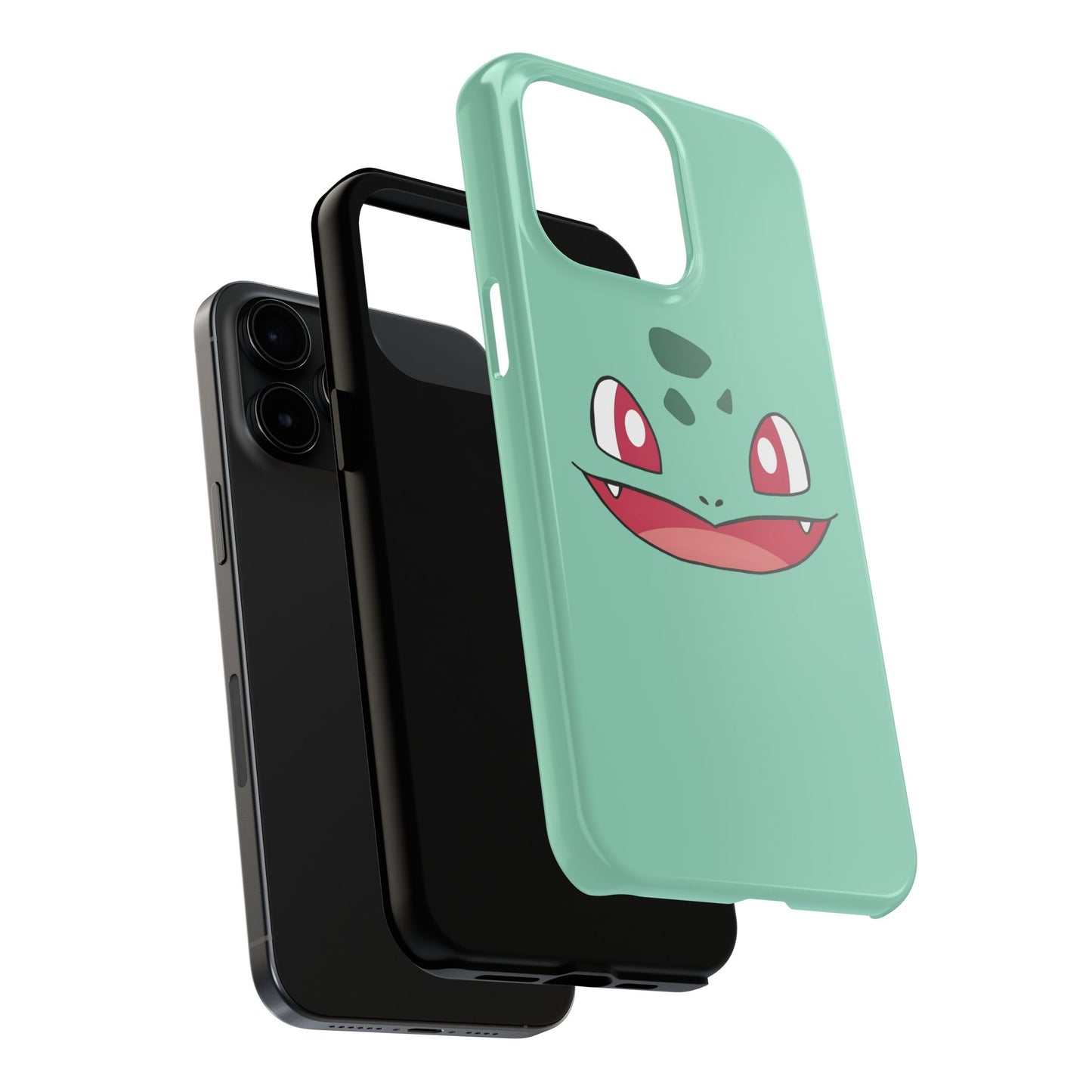 Green Leaf Dino Smile Red Eyes Cute Creature Tough Phone Case | Anime