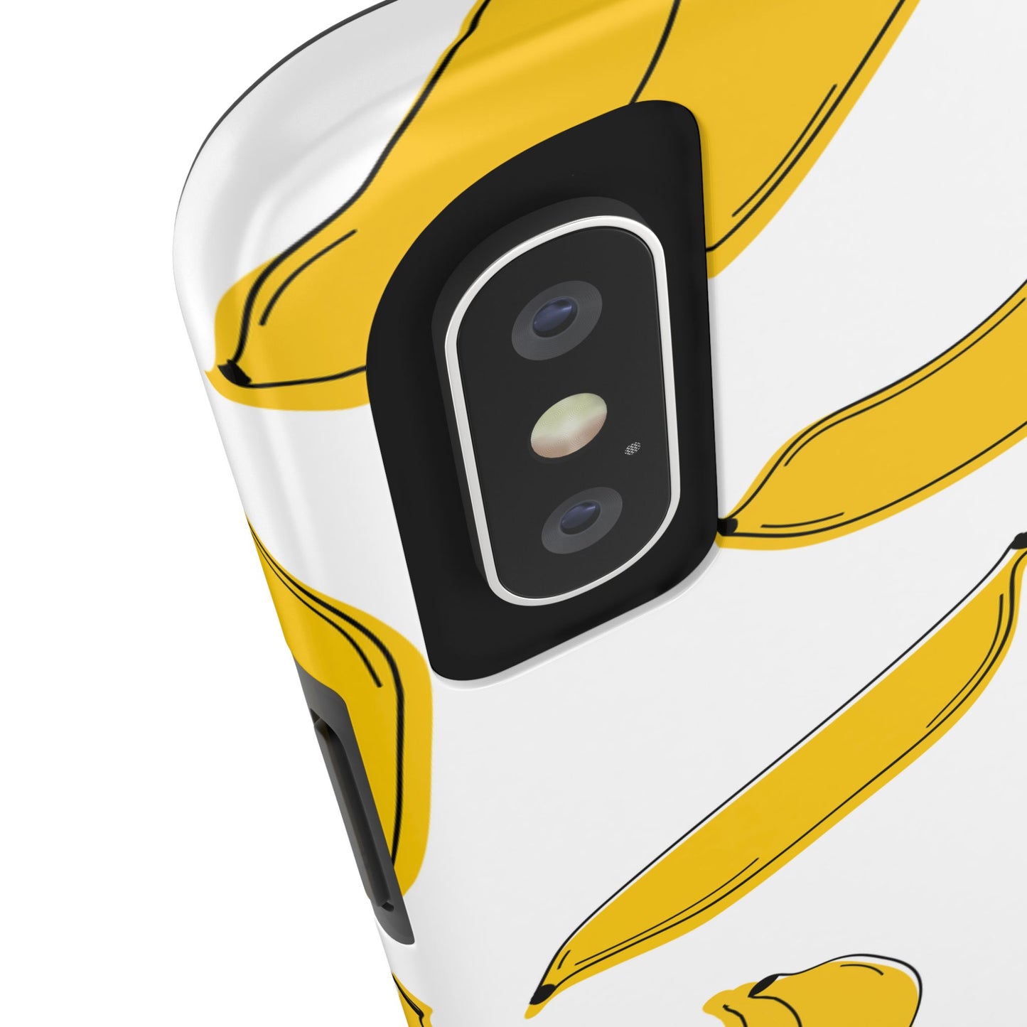 Bold Yellow Banana Pattern Minimal Line Art Tough Phone Case | Food