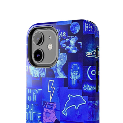 Blue Neon Style Tough Phone Case | Aesthetic