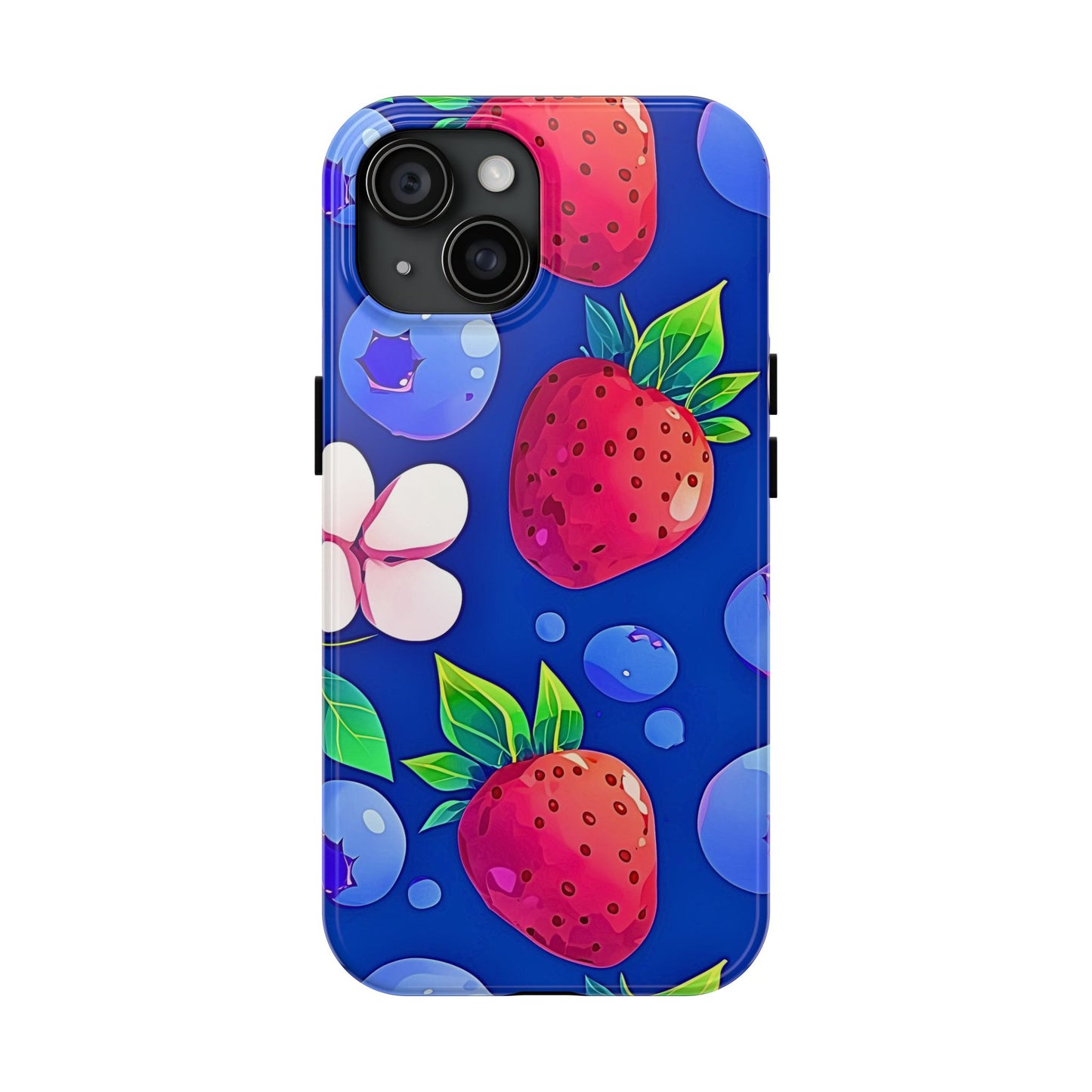 Cute Blueberry Strawberry Fruit Pattern Tough Phone Case | Aesthetic