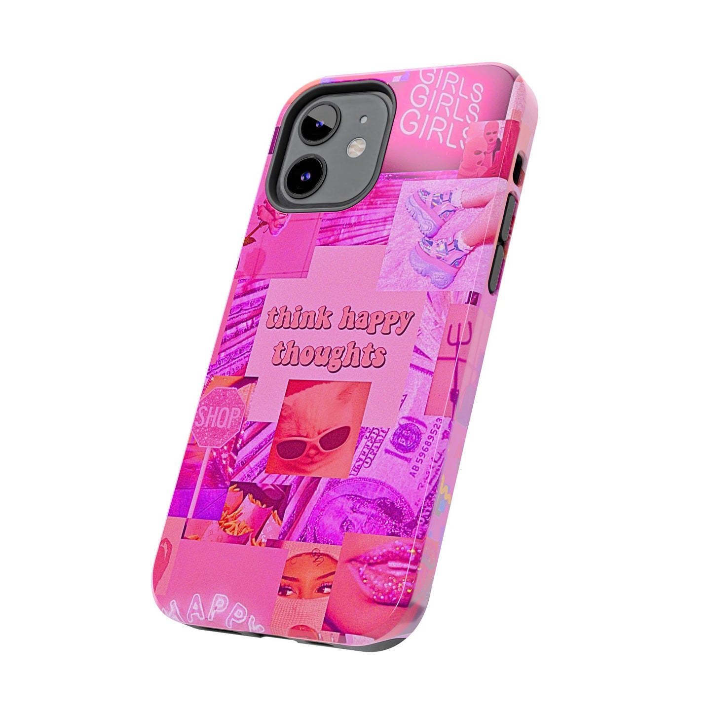 Think Happy Thoughts Pink Tough Phone Case | Aesthetic
