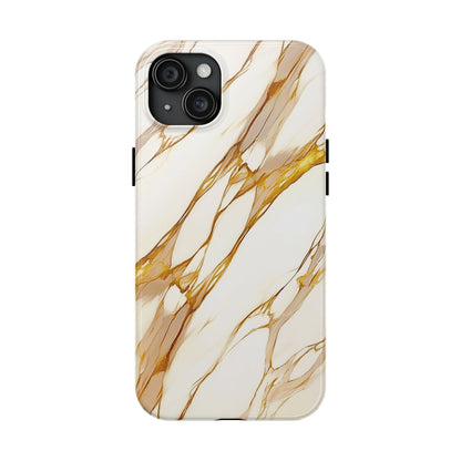 Funda/Cubierta resistente para teléfono con textura de mármol dorado de lujo | Estética