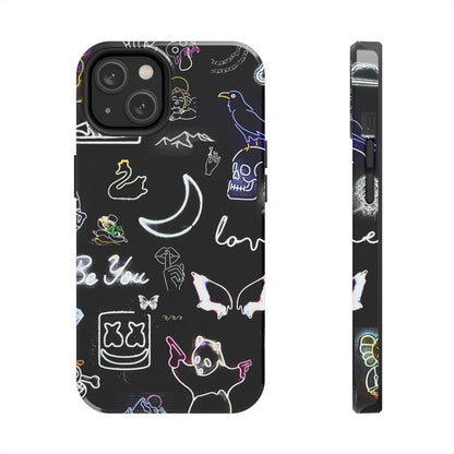 Funda resistente para teléfono estilo neón blanco | Estética