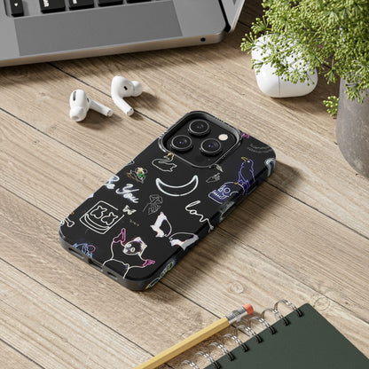 Funda resistente para teléfono estilo neón blanco | Estética