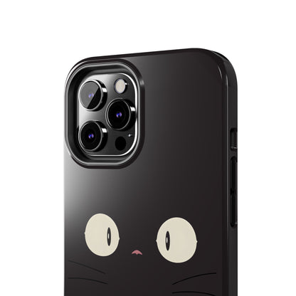 Adorable Black Cat Face and Eyes Minimal Tough Phone Case | Animals