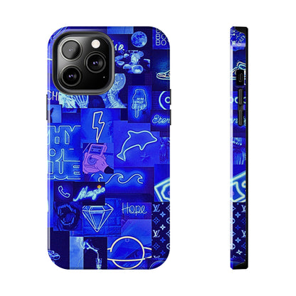 Blue Neon Style Tough Phone Case | Aesthetic