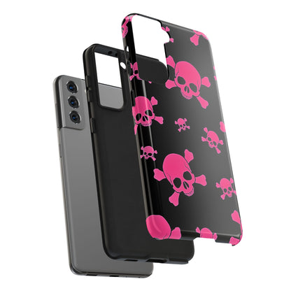 Funda resistente para teléfono estilo emo con calavera rosa | Estética