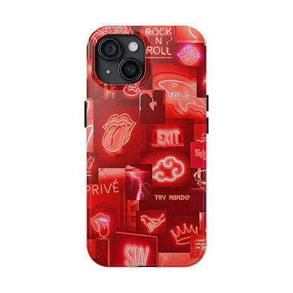 Funda resistente para teléfono con diseño de neón rojo | Estética