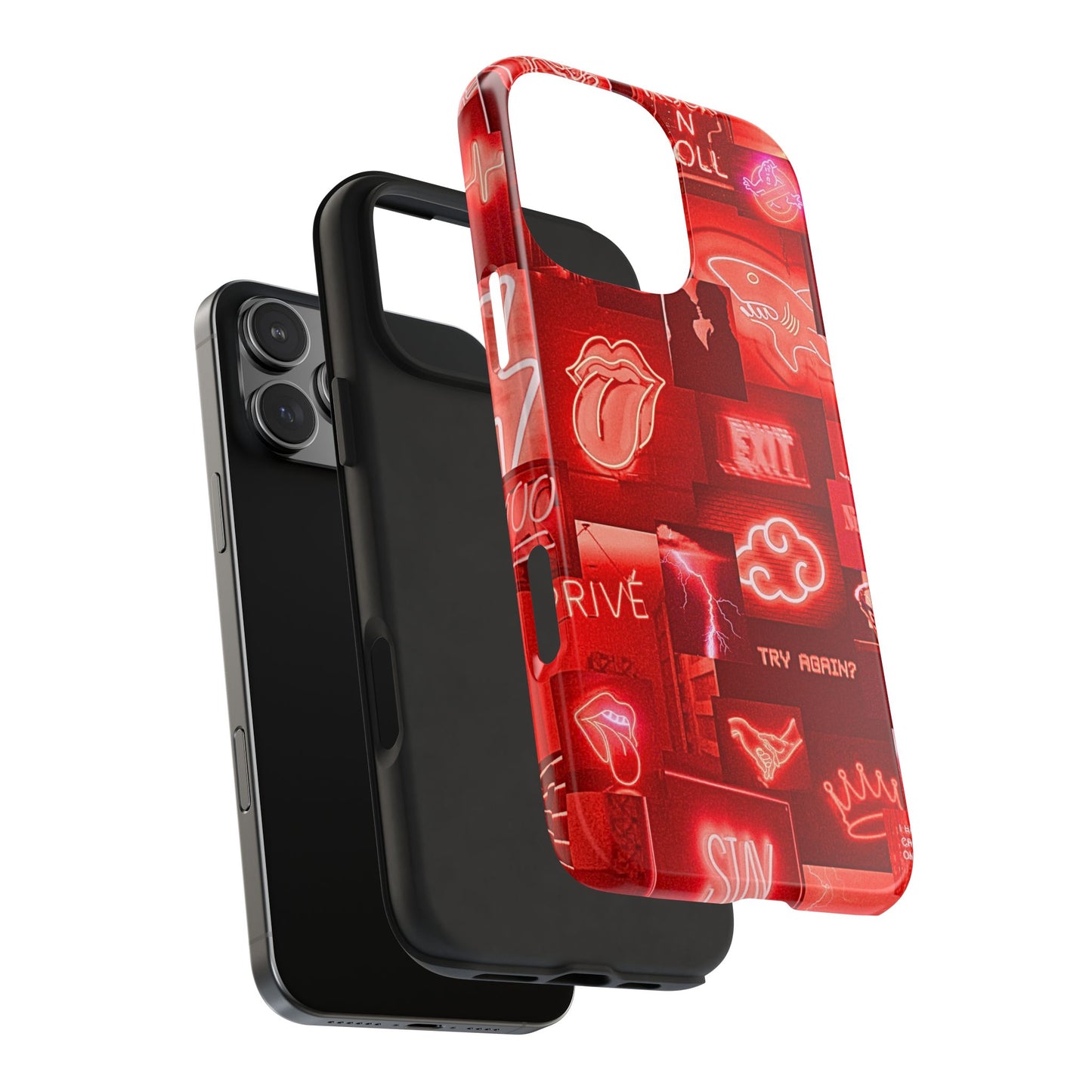 Funda resistente para teléfono con diseño de neón rojo | Estética