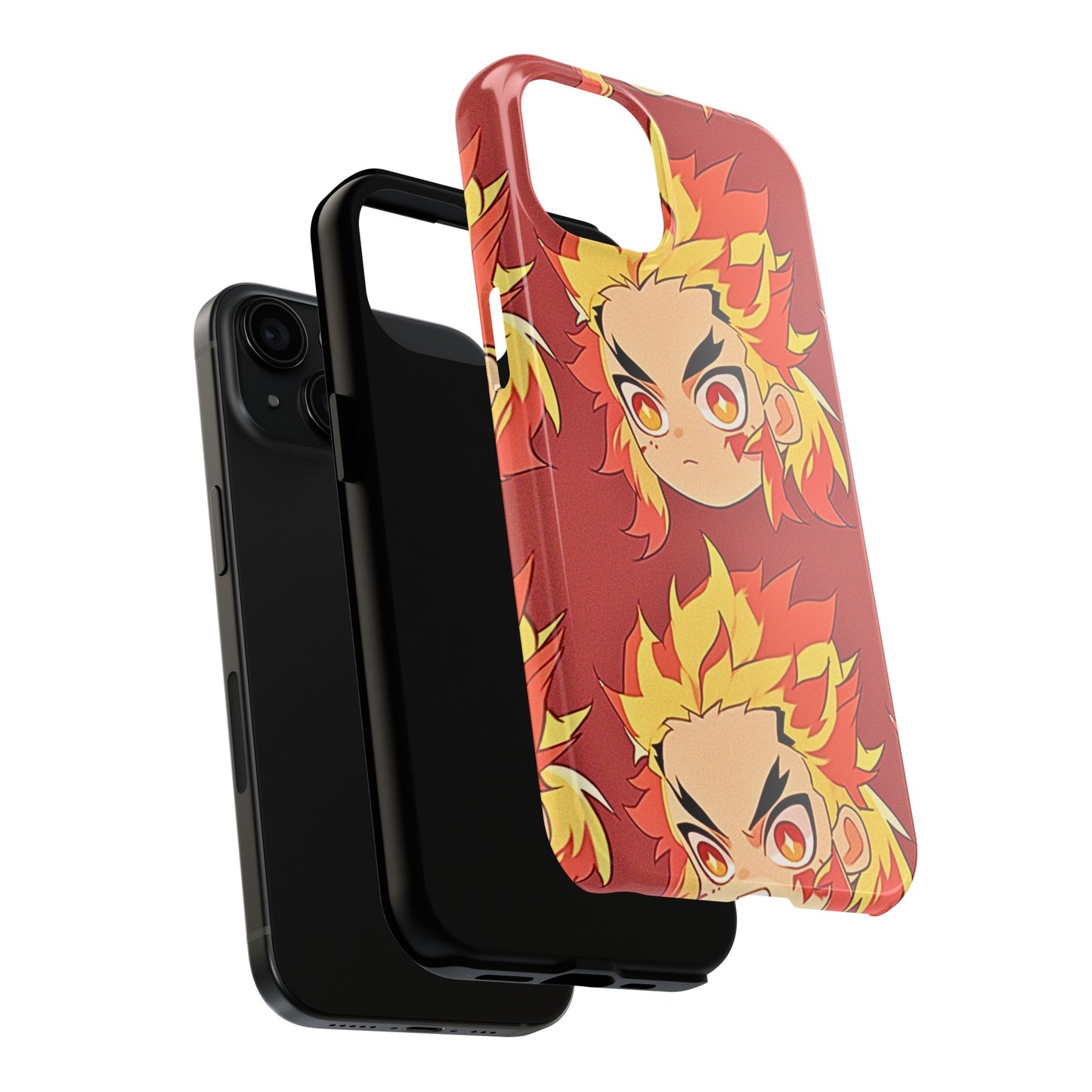 Rengoku Head Pattern Dark Orange Tough Phone Case | Anime - Demon Slayer