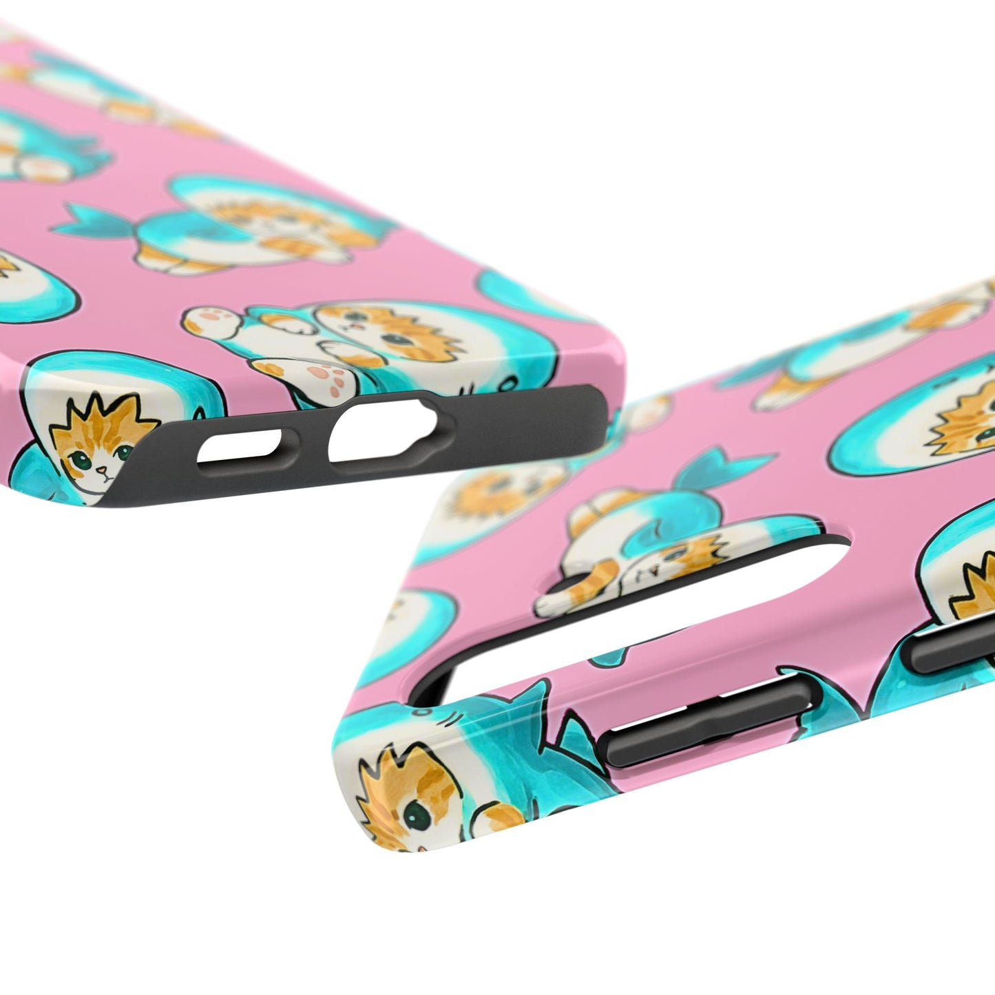 Pink Cute Shark Cats Pattern Tough Phone Case | Animals