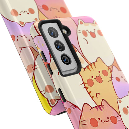 Kawaii Chubby Adorable Cats Tough Phone Case | Animals