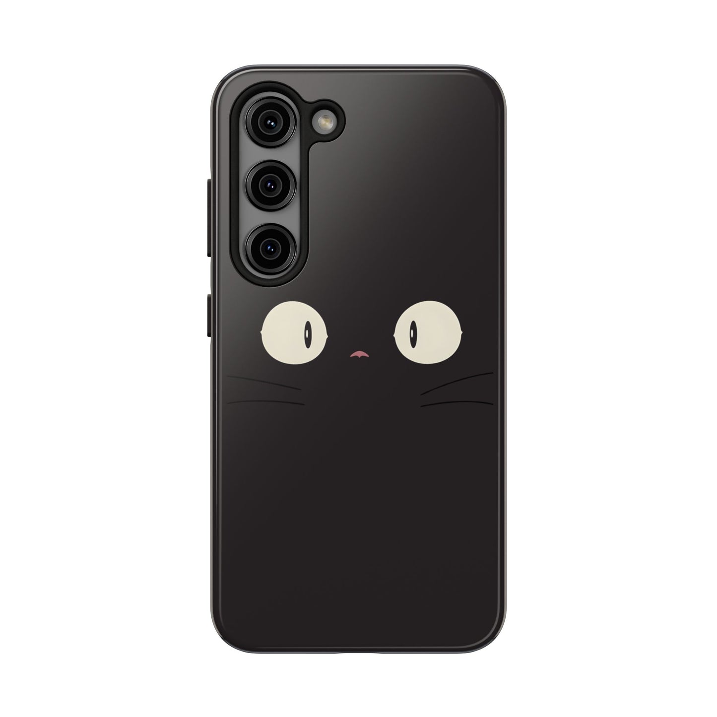 Adorable Black Cat Face and Eyes Minimal Tough Phone Case | Animals