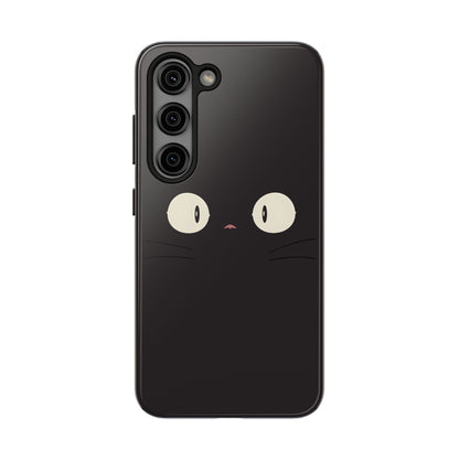Adorable Black Cat Face and Eyes Minimal Tough Phone Case | Animals
