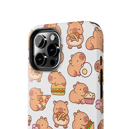 Cute Capybara Eating Pizza Ice Cream & Snacks Cartoon Food Tough Phone Case | Animals