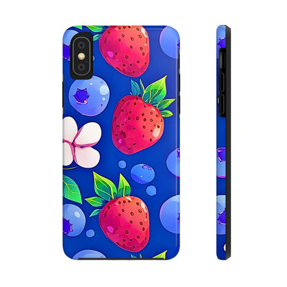 Cute Blueberry Strawberry Fruit Pattern Tough Phone Case | Aesthetic