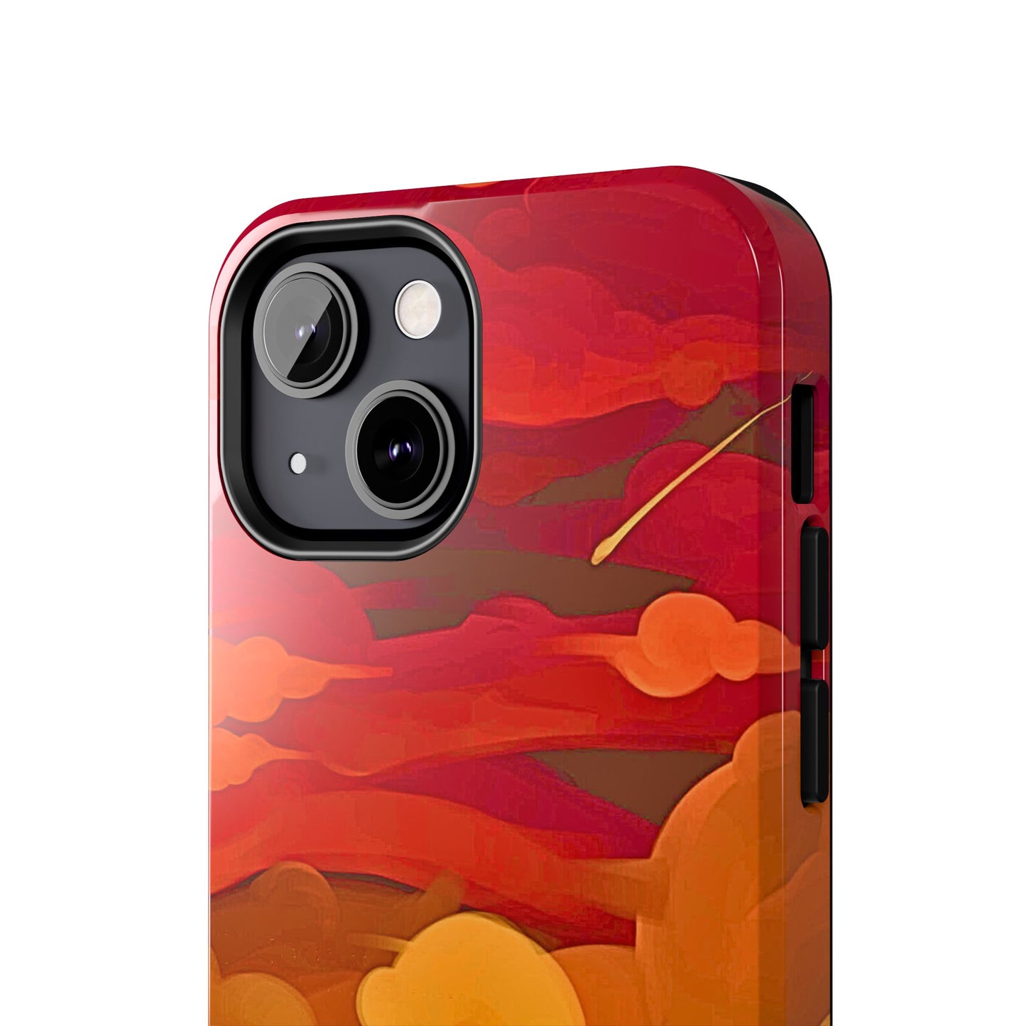 Funda resistente para teléfono con diseño de nubes rojas y naranjas | Estética