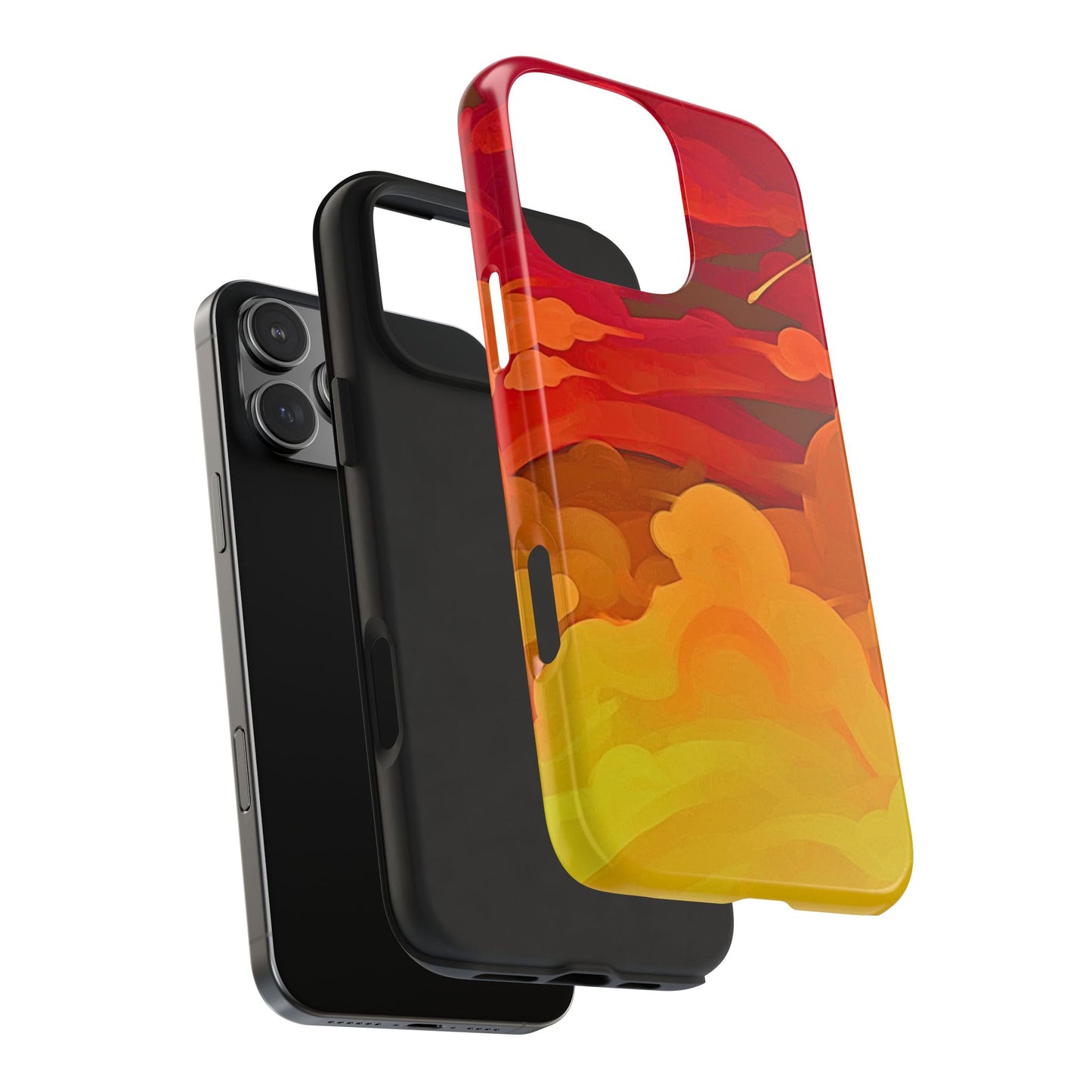 Funda resistente para teléfono con diseño de nubes rojas y naranjas | Estética