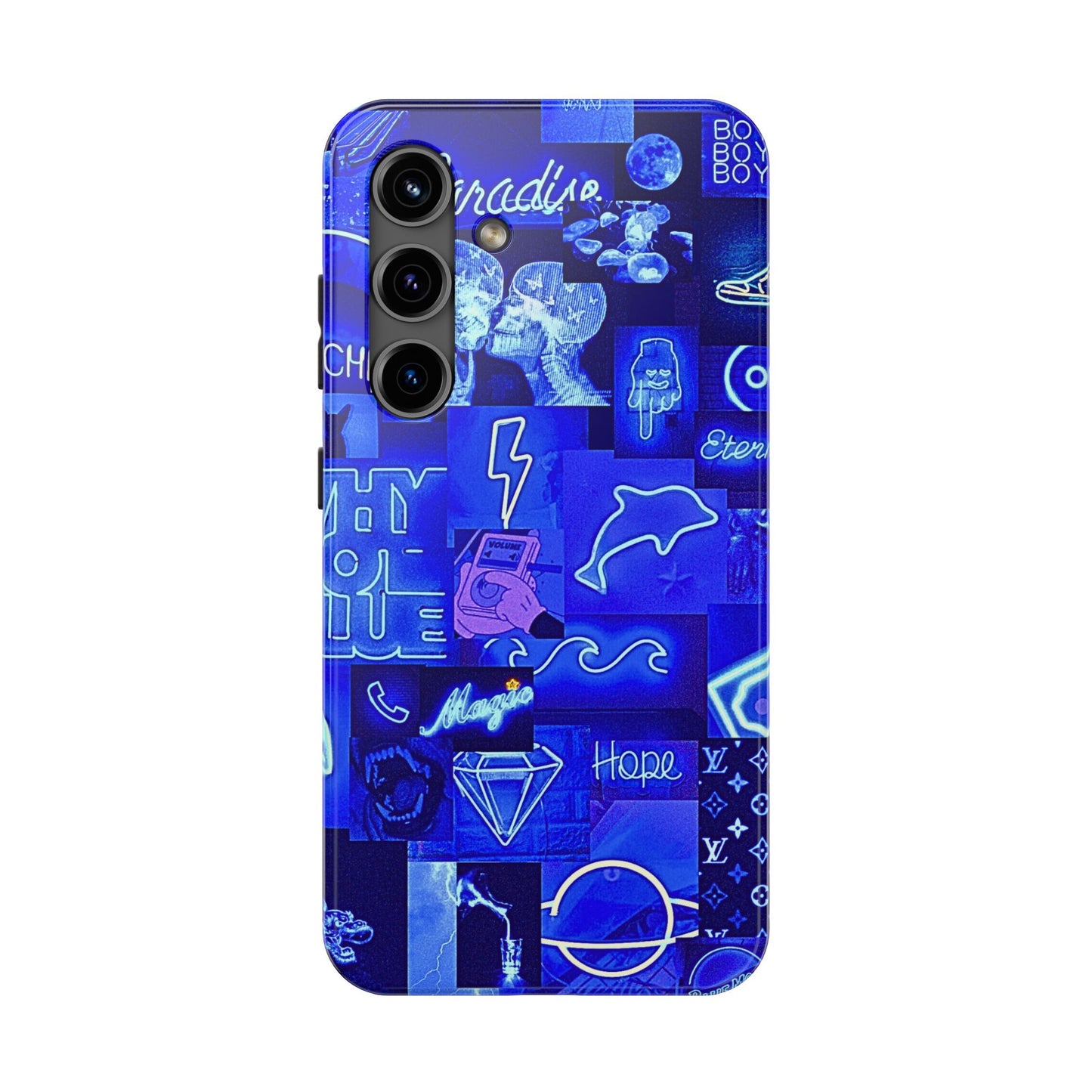 Blue Neon Style Tough Phone Case | Aesthetic