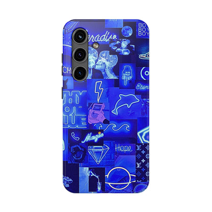 Blue Neon Style Tough Phone Case | Aesthetic
