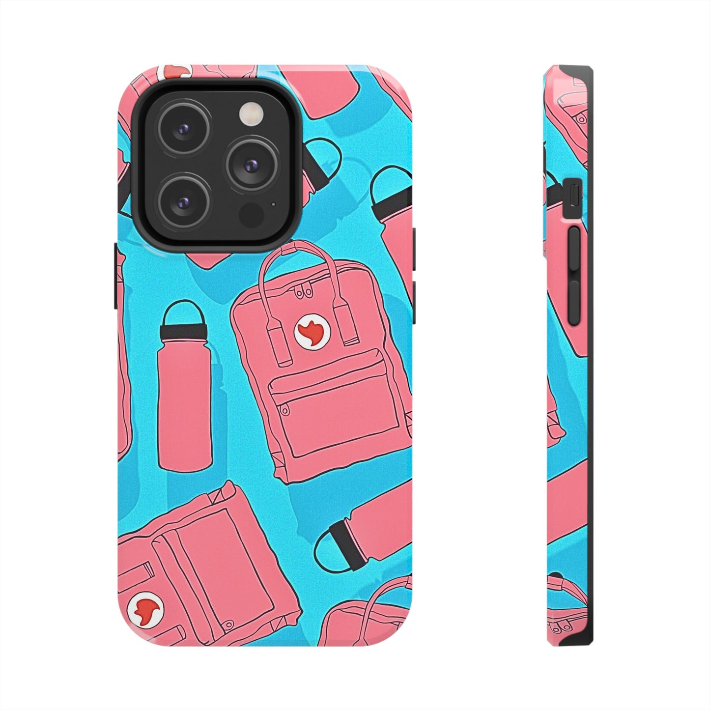 VSCO Kanken Backpack Water Bottle Pink & Blue Tough Phone Case | Aesthetic